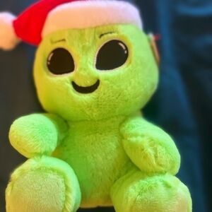 Ty Green Plush Toy with Santa Hat